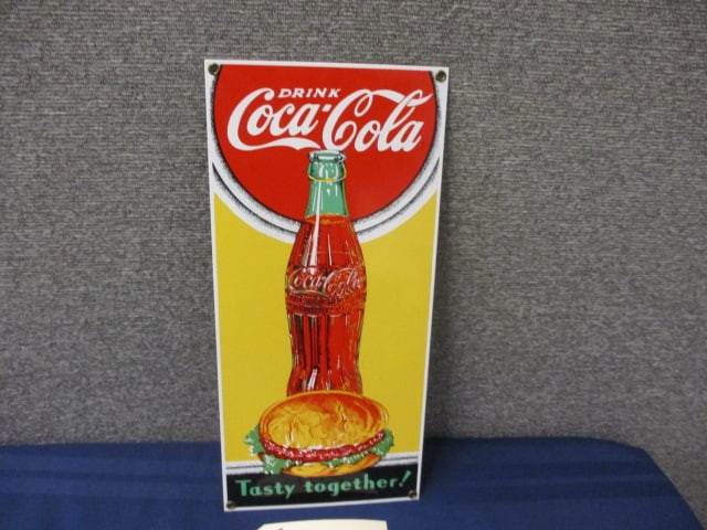 Porcelain Coc-Cola Tasty Together Sign: 7"W x 15"T