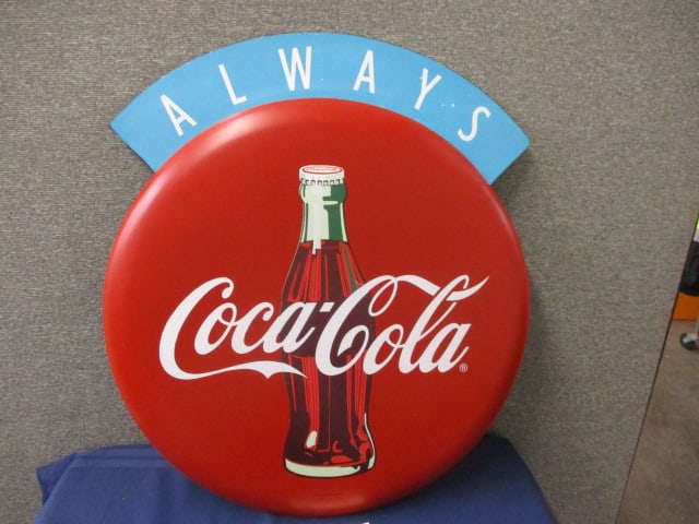 Tin Coca-Cola Button Sign (1 of 2)