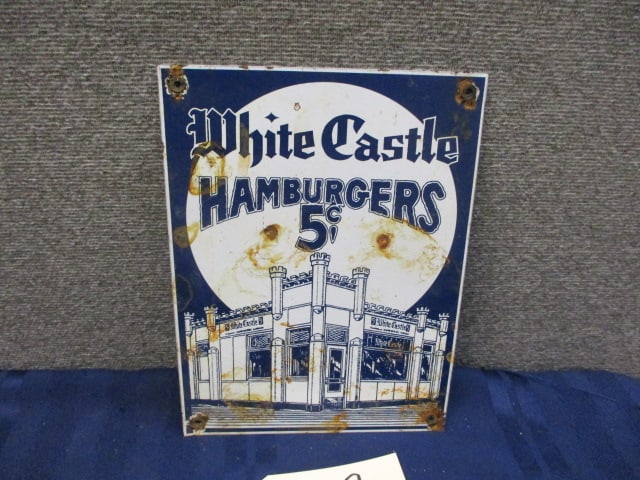 Porcelain White Castle Hamburger Sign (1 of 3)