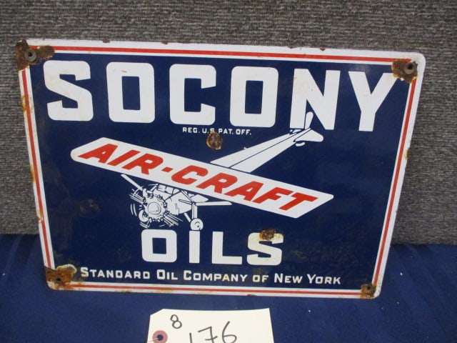 Porcelain Standard Air-Craft Oils Sign: 14"W x 10"T