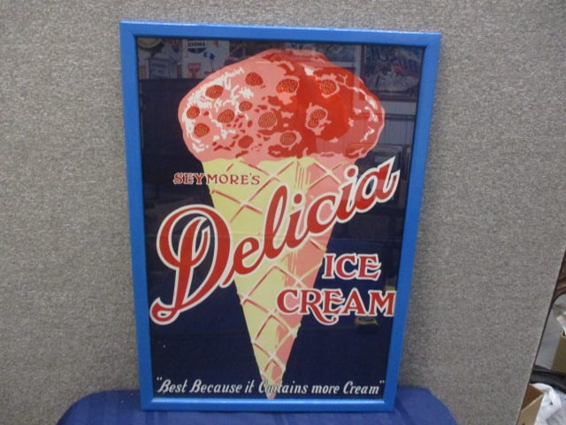 Framed Seymors Ice Cream Poster: 20"W x 28"T