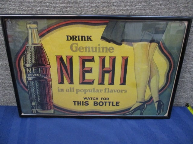 Framed Cardboard Nehi Beverage Sign (1 of 3)