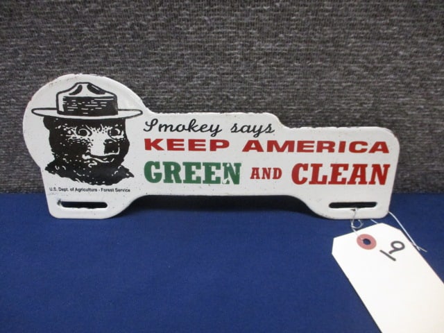 Porcelain Smokey Bear License Topper: 11"W x 4.5"T