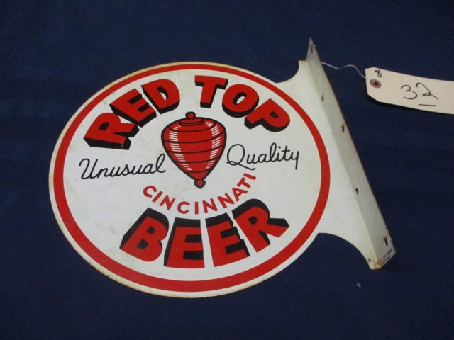 Tin Red Top Beer Flange Sign (1 of 3)