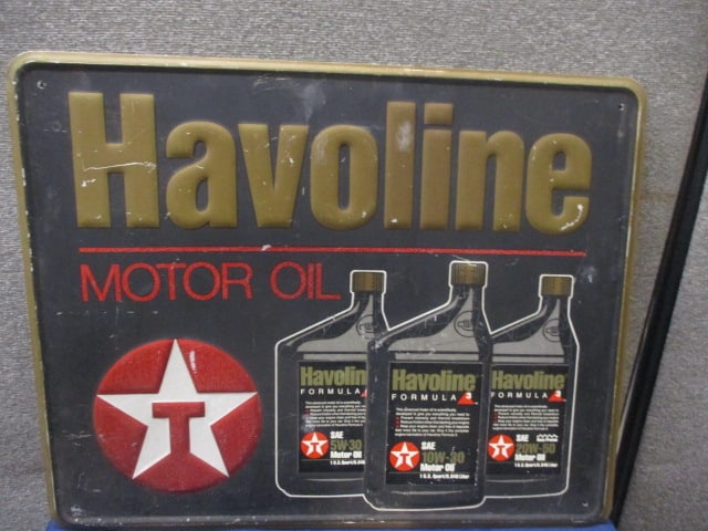 Stamped Aluminum Havoline Oil Sign: 29.5"W x 23.5"T