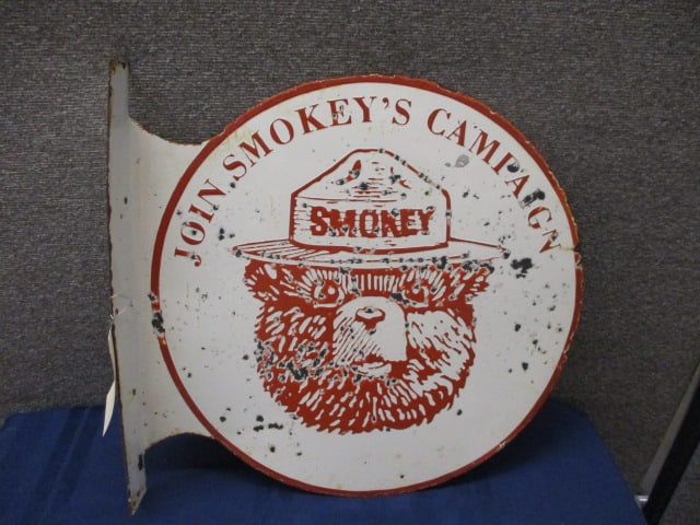 Porcelain Smokey Bear Flange Sign (1 of 3)