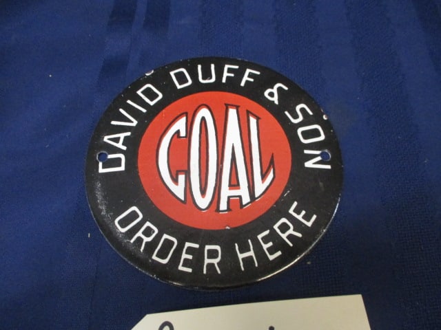 Porcelain David Duff Coal Sign: 6"W x 6"T