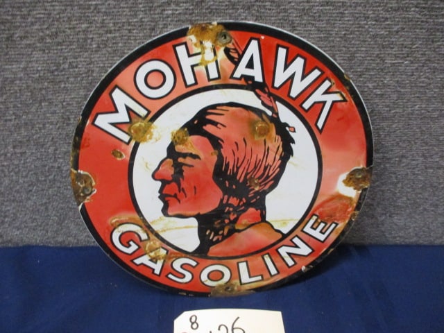 Porcelain Mohawk Gasoline Sign (1 of 3)