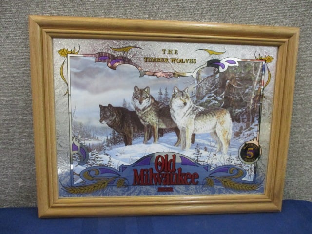 Old Milwaukee #5 The Timberwolves Mirror: 20.75"W x 15.5"T