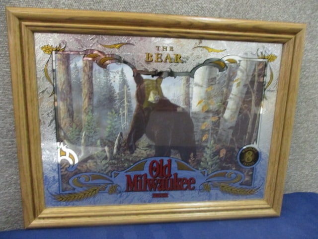 Old Milwaukee #8 The Bear Mirror: 20.75"W x 15.5"T