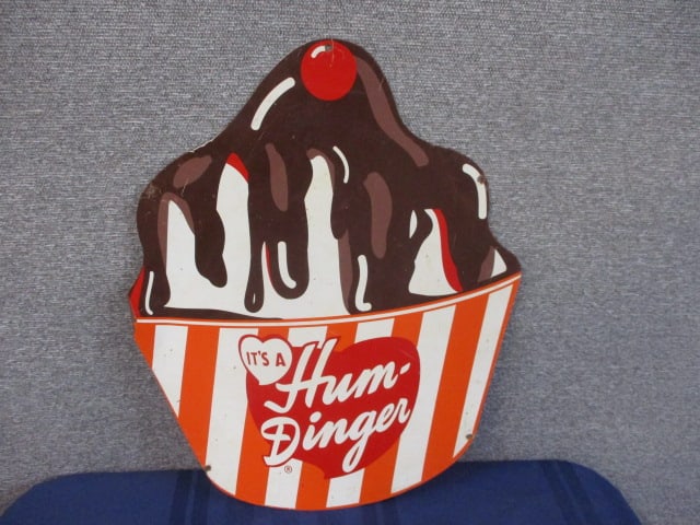 Tin It's a Hum Dinger Ice Cream Sign: 17"W x 21"T