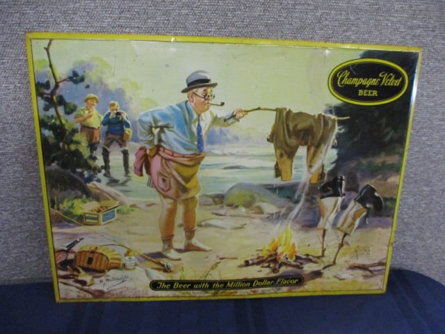 Tin/Cardboard Champagne Velvet Beer Sign: 19.25"W x 14.25"T