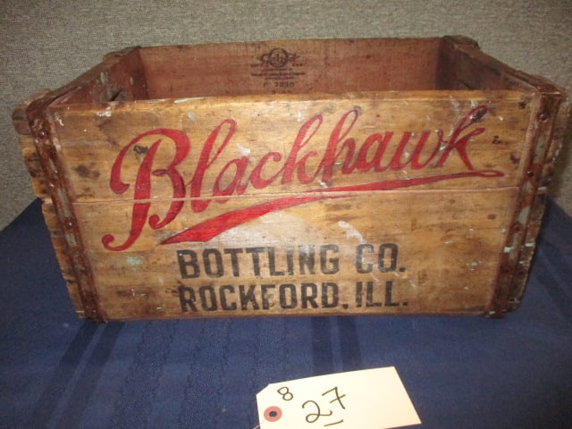 Wood Blackhawk Bottling Co. Crate: 17"W x 9"T x 10.5"