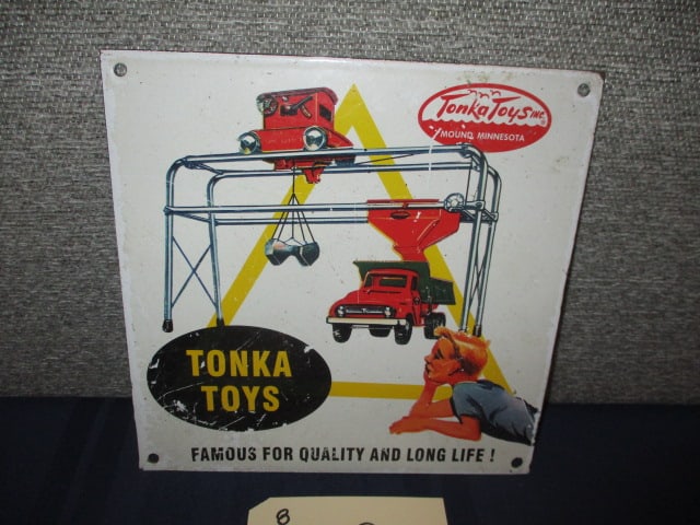 Porcelain Tonka Toys Sign: 10"W x 10"T