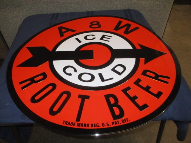 Stamped Tin A & W Root Beer Sign (1 of 3)