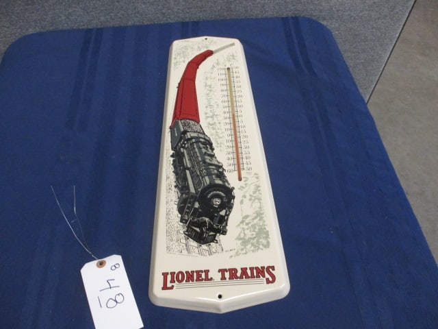 Tin Lionel Trains Thermometer: 8"W x 24"T