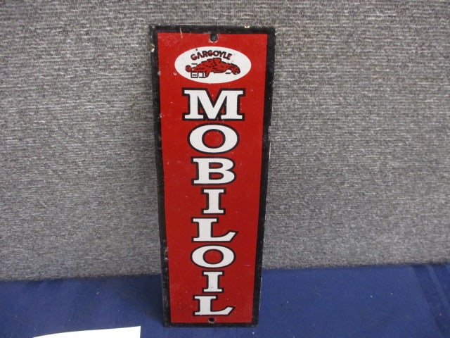Porcelain Gargoyle Mobiloil Sign: 4"W x 12"T
