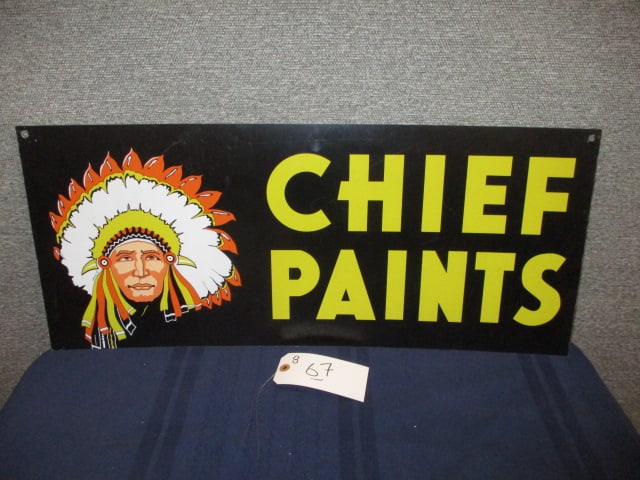 Tin Chief Paints Sign: 28"W x 12"T