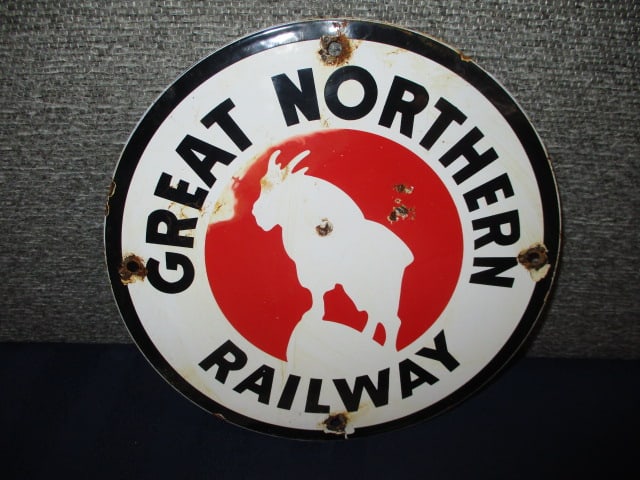 Porcelain Great Northern Railway Sign (1 of 3)