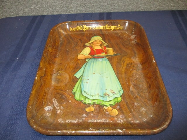 Tin Old Pure Culture Lager Beverage Tray: 10.5"W x 13.25"T