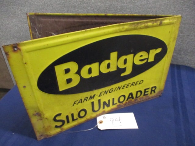 Tin Badger Silo Unloader Post Sign - 2