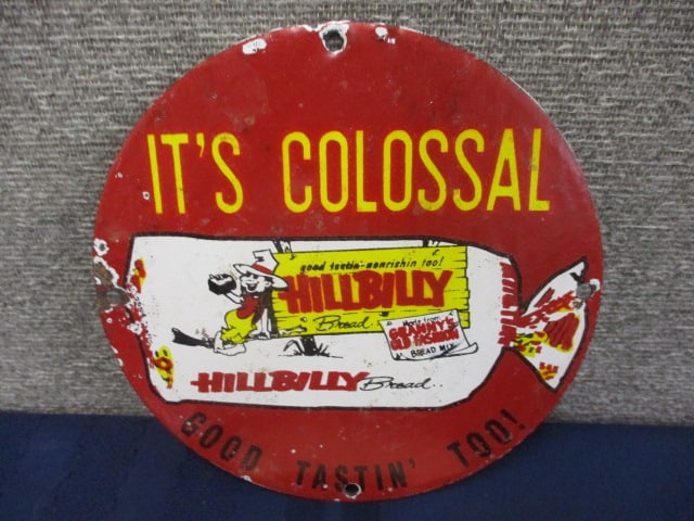 Porcelain Hillbilly Bread Sign: 8"W x 8"T