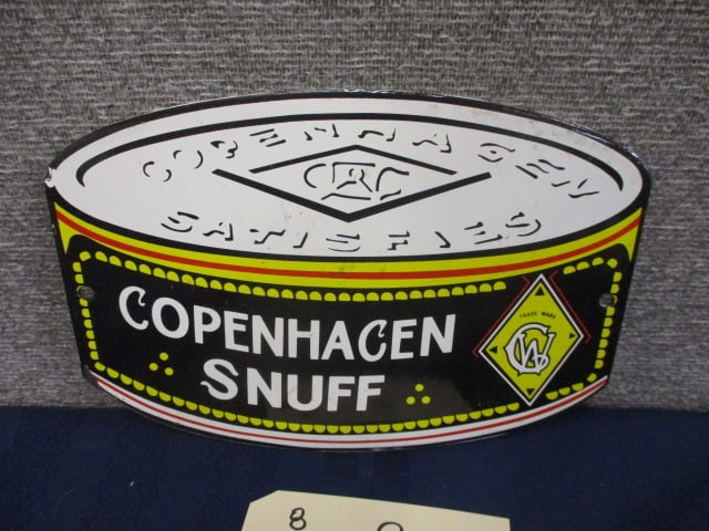 Porcelain Copenhagen Snuff Can Sign: 10"W x 7"T