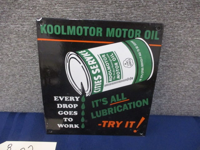 Porcelain Koolmotor Motor Oil Sign: 9"W x 10"T