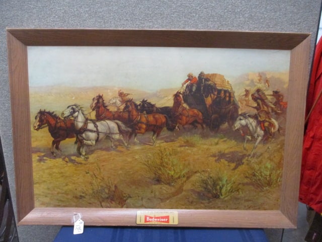 Cardboard Budweiser Attack on Overland Stage: 41.5"W x 28.5"T