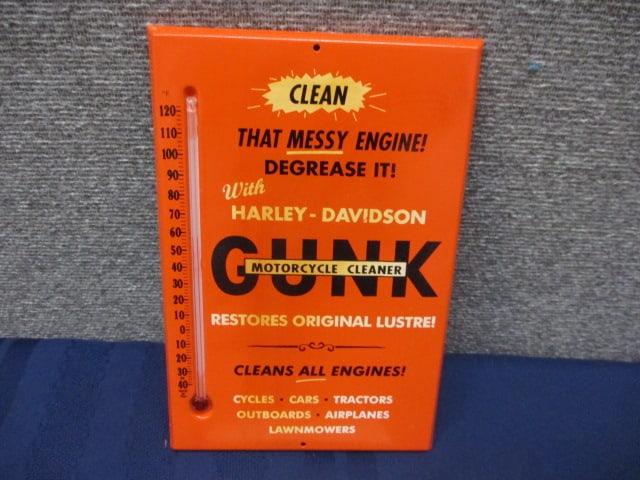 Tin Gunk Harley Davidson Thermometor: 6.25"W x 9.25"T