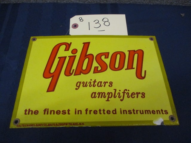 Porcelain Gibson Guitars Amplifiers Sign - 3