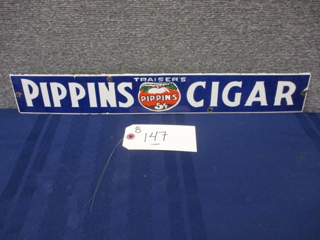 Porcelain Pippen's Cigar Door Push: 21"W x 3"T