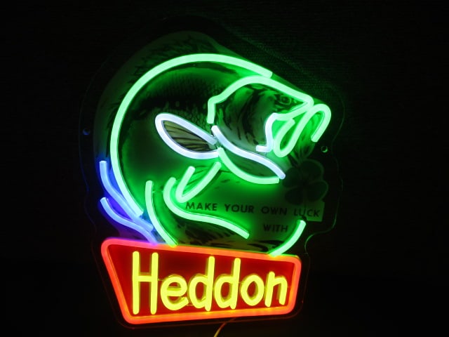 USB Heddon Lures Lighted Sign: 12"W x 15"T