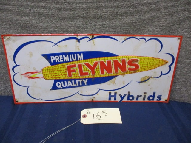 Stamped Tin Flynns Hybrid Sign: 20"W x 9"T