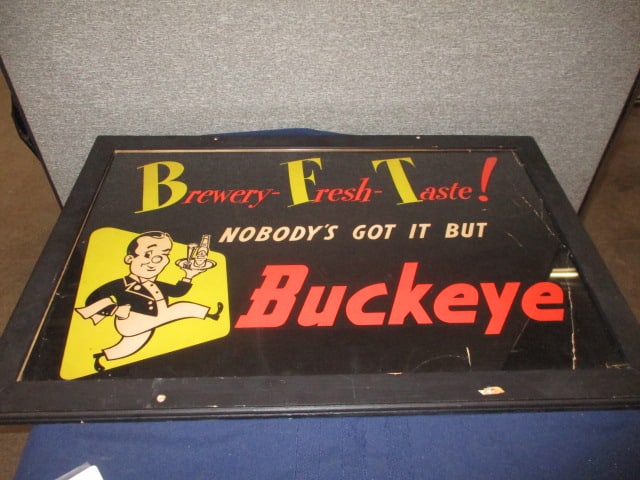Framed '52 Buckeye Beer Poster: 35"W x 24"T