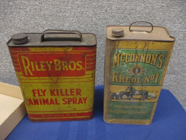 Gallon McConnons & Riley Bros. Tins: 8"W x 10"T & 6"W x 11"T