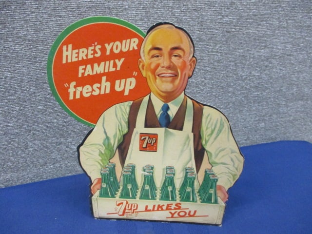 Cardboard 7-UP Stand Up Display: 9"W x 12"T