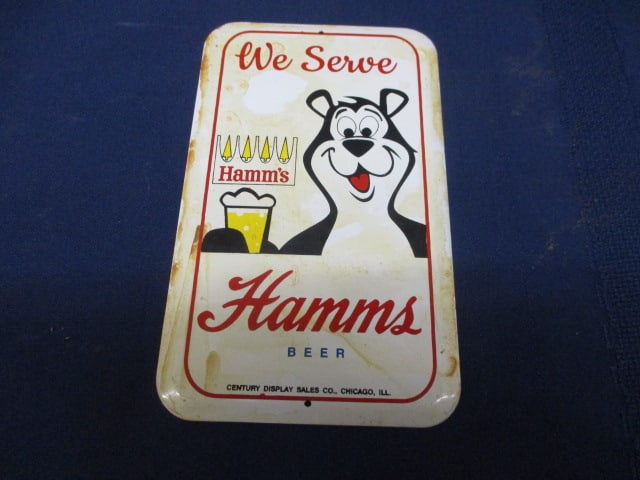 Tin We Serve Hamm's Door Push: 3.75"W x 6"T