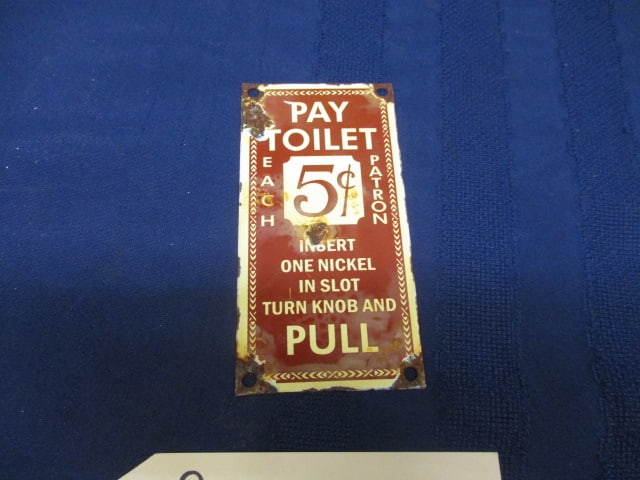 Porcelain Pay Toilet Sign (1 of 3)