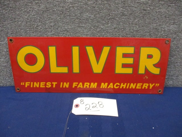 Porcelain Oliver Farm Machinery Sign: 17.5"W x 6.5"T