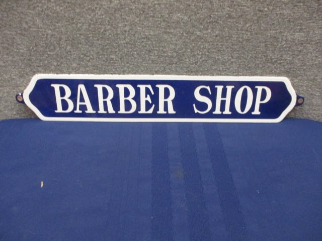 Porcelain Barber Shop Sign: 24"W x 4"T