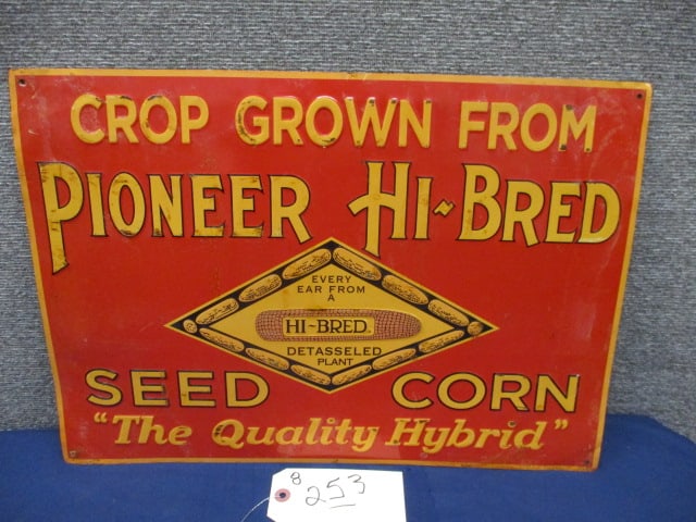 Stamped Tin Pioneer Hi-Bred Seed Corn Sign (1 of 3)