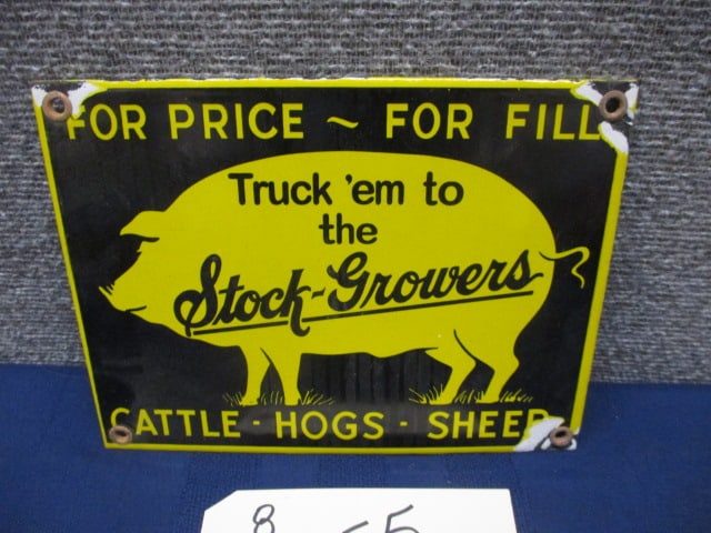 Porcelain Stock-Growers Sign: 8"W x 6"T