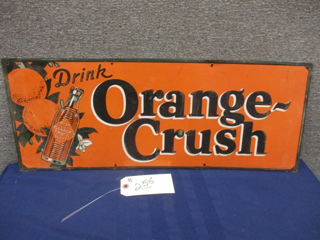 Stamped Tin Orange Crush Sign: 27"W x 10.5"T