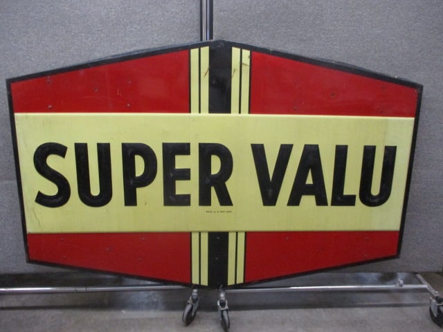 Stamped Tin Super Valu Store Sign: *PICK UP ONLY*69"W x 45"T