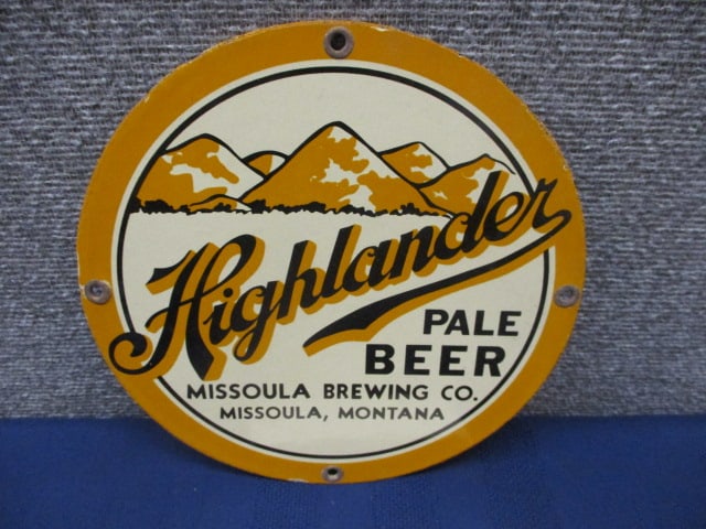 Porcelain Highlander Pole Beer Sign (1 of 3)