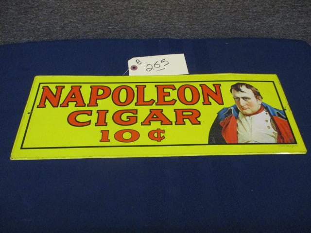 Stamped Tin Napolean Cigars Sign - 3