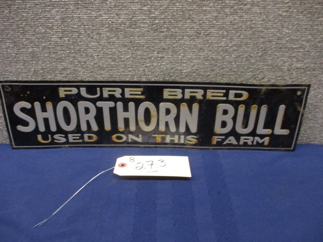 Stamped Tin Shorthorn Bull Sign: 20"W x 5"T