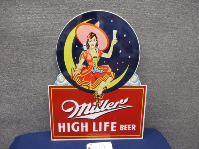 Powder Coat Miller High Life Sign: 18"W x 24"T