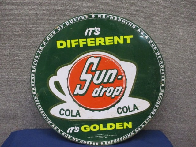 Stamped Tin Sun Drop Sign: 22"W x 22"T